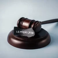 Wooden Gavel and Sound Block with "Lemon Law" Text: Concept for Consumer Protection, Defective Goods, and Legal Recourse